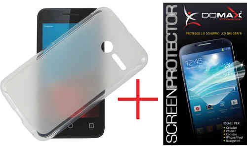 Custodia in silicone TPU per Vodafone 695 Smart First 6 Trasparente + Pellicola protettiva